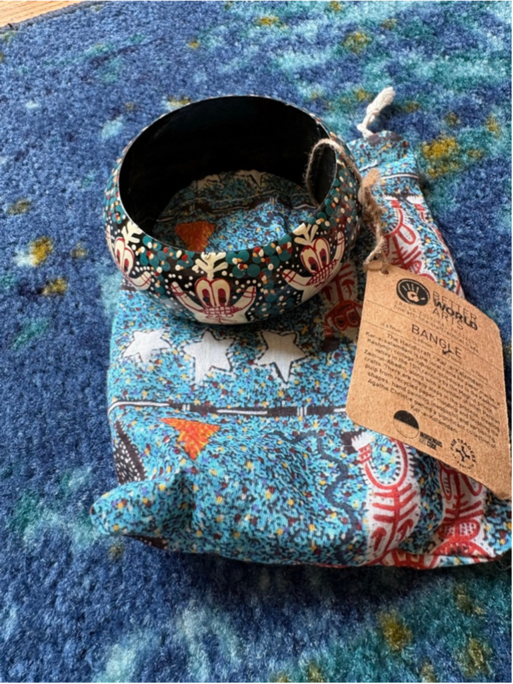 Better World Arts Kar-e-kalamdani Hand-Painted Paper Mache Bangle 71mm